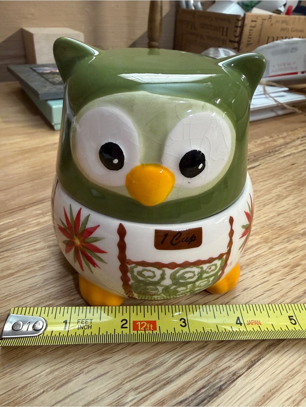 Temptations Green Owl Ceramic Kitchen Canister - 1 Cup